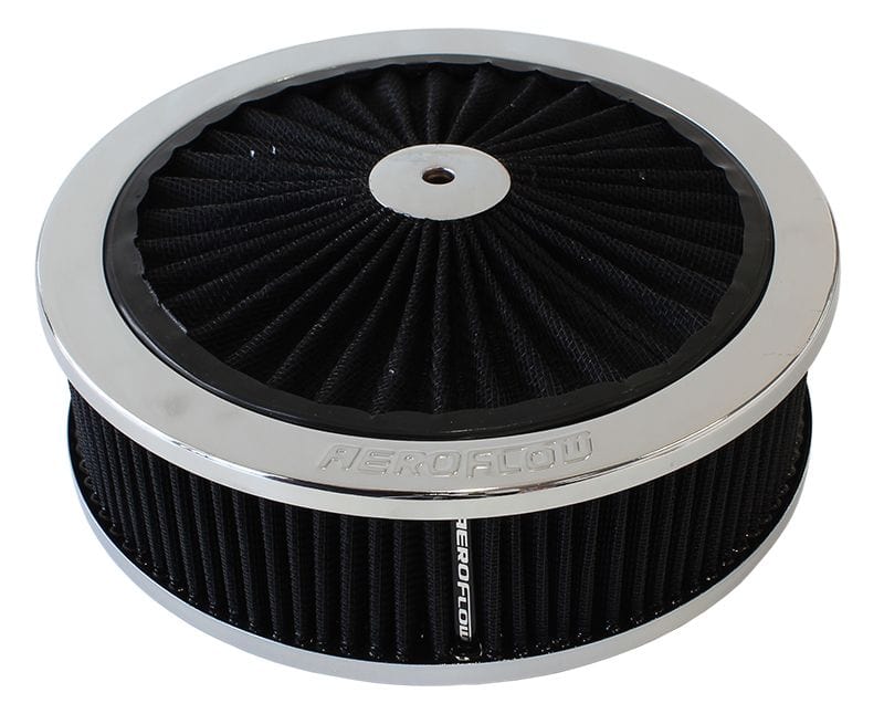 Aeroflow Performance Air Filters AF2851-3150 Chrome Full Flow Air Filter Assembly with
9" x 2-3/4", 5-1/8" neck, black washable cotton element SR