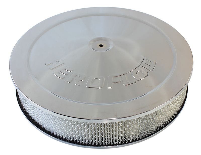 Aeroflow Performance Air Filters AF2856-1280 Chrome Air Filter Assembly with 1-1/8" Drop base
14" x 3", 5-1/8" neck, paper element SR