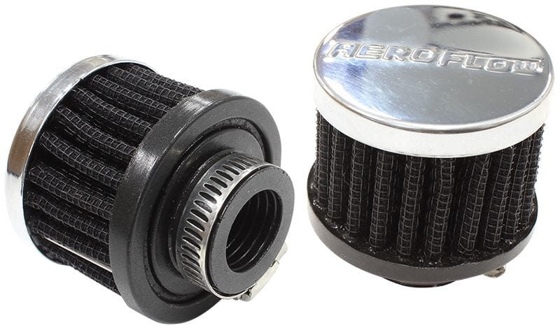 Aeroflow Performance Air Filters AF2871-1360 Chrome Clamp On Breather
2" (50.8mm) O.D. x 1-1/2" (38mm) High, 3/4" (19.05mm) Flange Inside Diameter SR