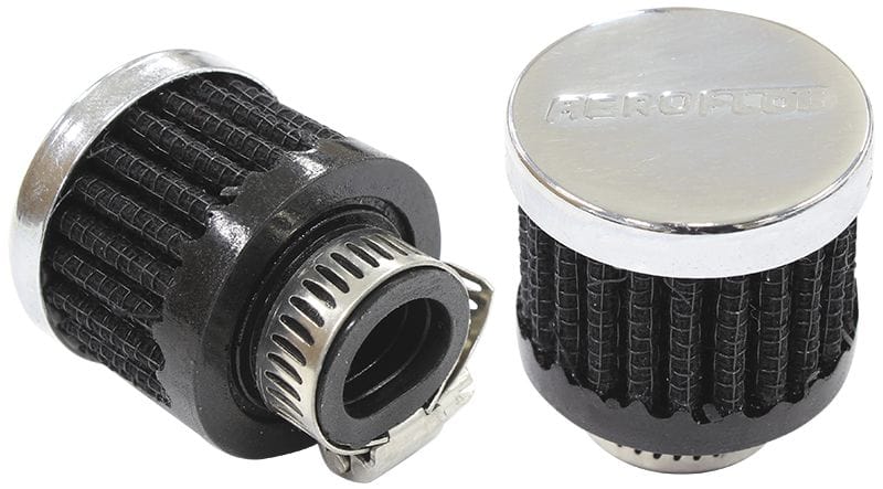 Aeroflow Performance Air Filters AF2871-2480 Chrome Clamp On Breather
1-3/8" (34mm) O.D. x 1-1/8" (28.5mm) High, 9/16" (14.2mm) Flange Inside Diameter SR