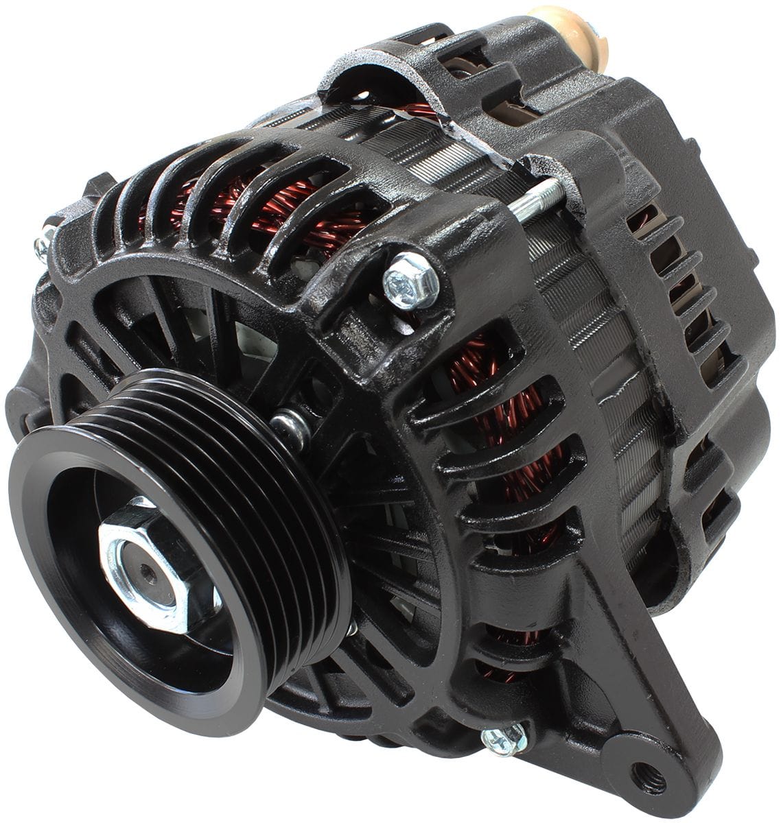 Aeroflow Performance Black Finish Aeroflow 150amp Mitsubishi 4G63 Alternator AF4275-1500 SR