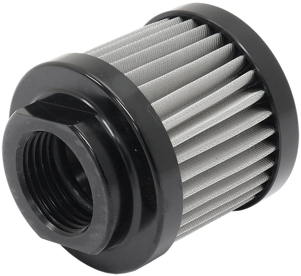 Aeroflow Performance Black Finish Aeroflow Stainless Steel Small Billet Breather with -10AN Female Thread AF77-2004BLK SR