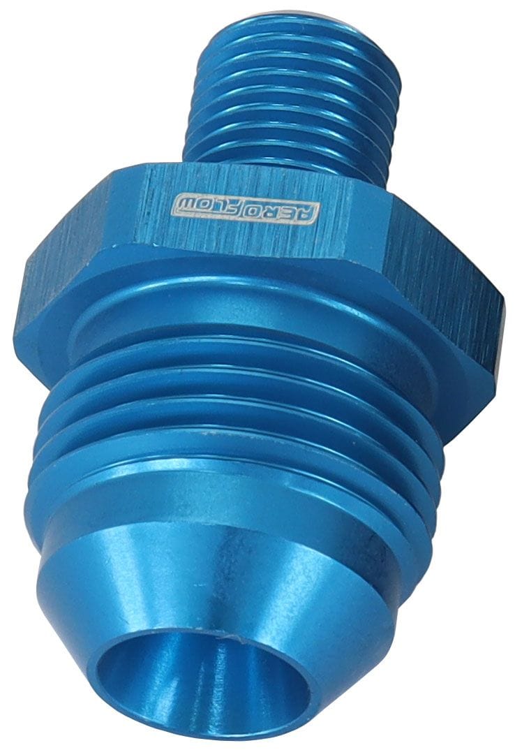 Aeroflow Performance Blue Finish Aeroflow Metric to Male Flare Adapter M10 x 1mm to -8AN AF743-08 SR