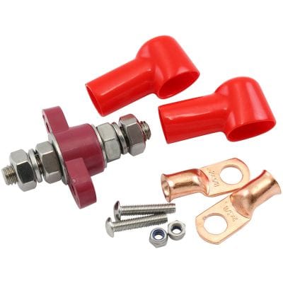 Aeroflow Performance Electrical Aeroflow Single Red Electrical Terminal Bulkhead - M10 Stud AF49-4062R SR