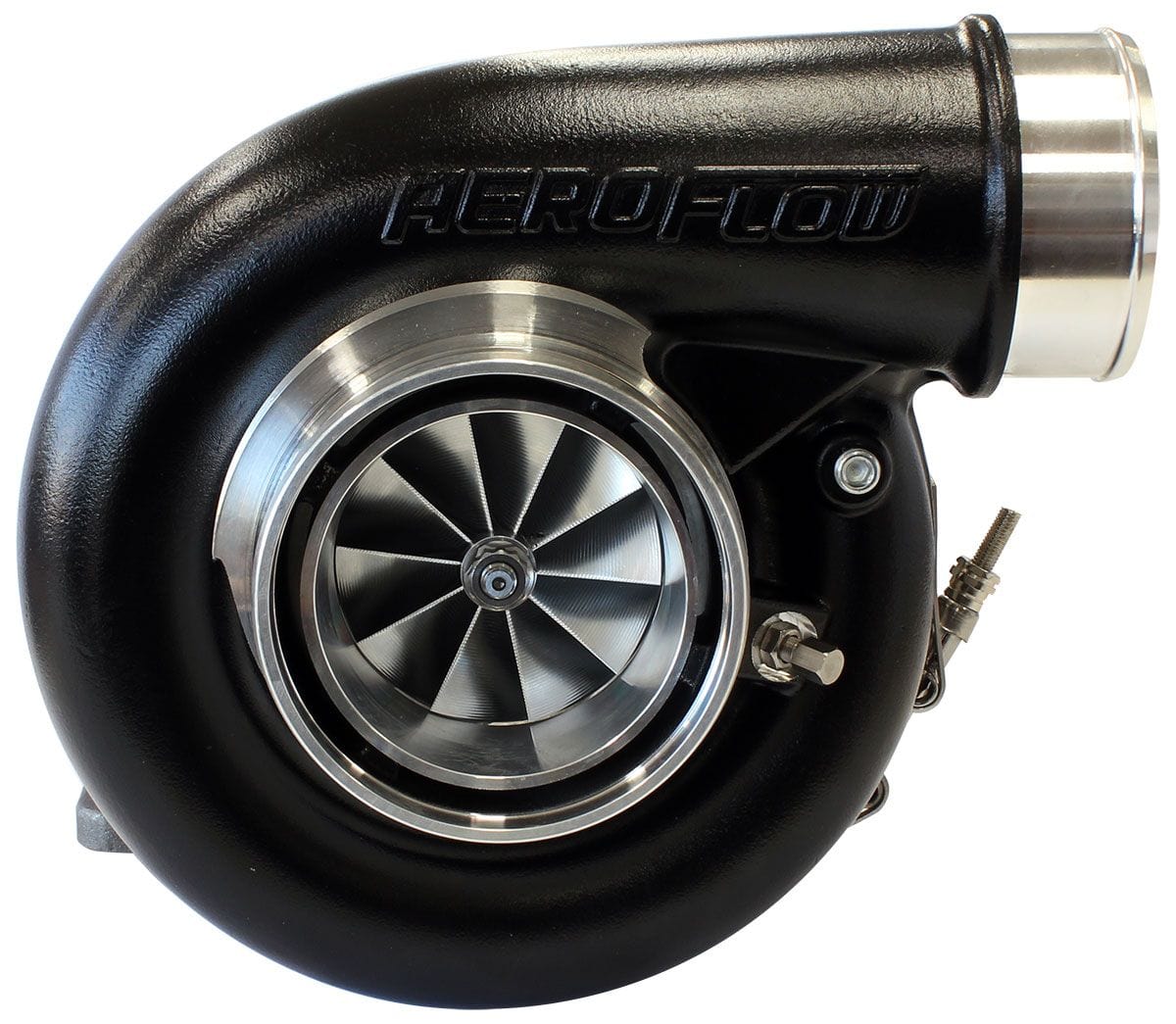 Aeroflow Performance External Wastegate, T4 Inlet Flange, V-Band Exhaust Flange Aeroflow BOOSTED 7375 T4 1.25 Turbocharger 1200HP, Hi Temp Black Finish AF8005-4042BLK SR