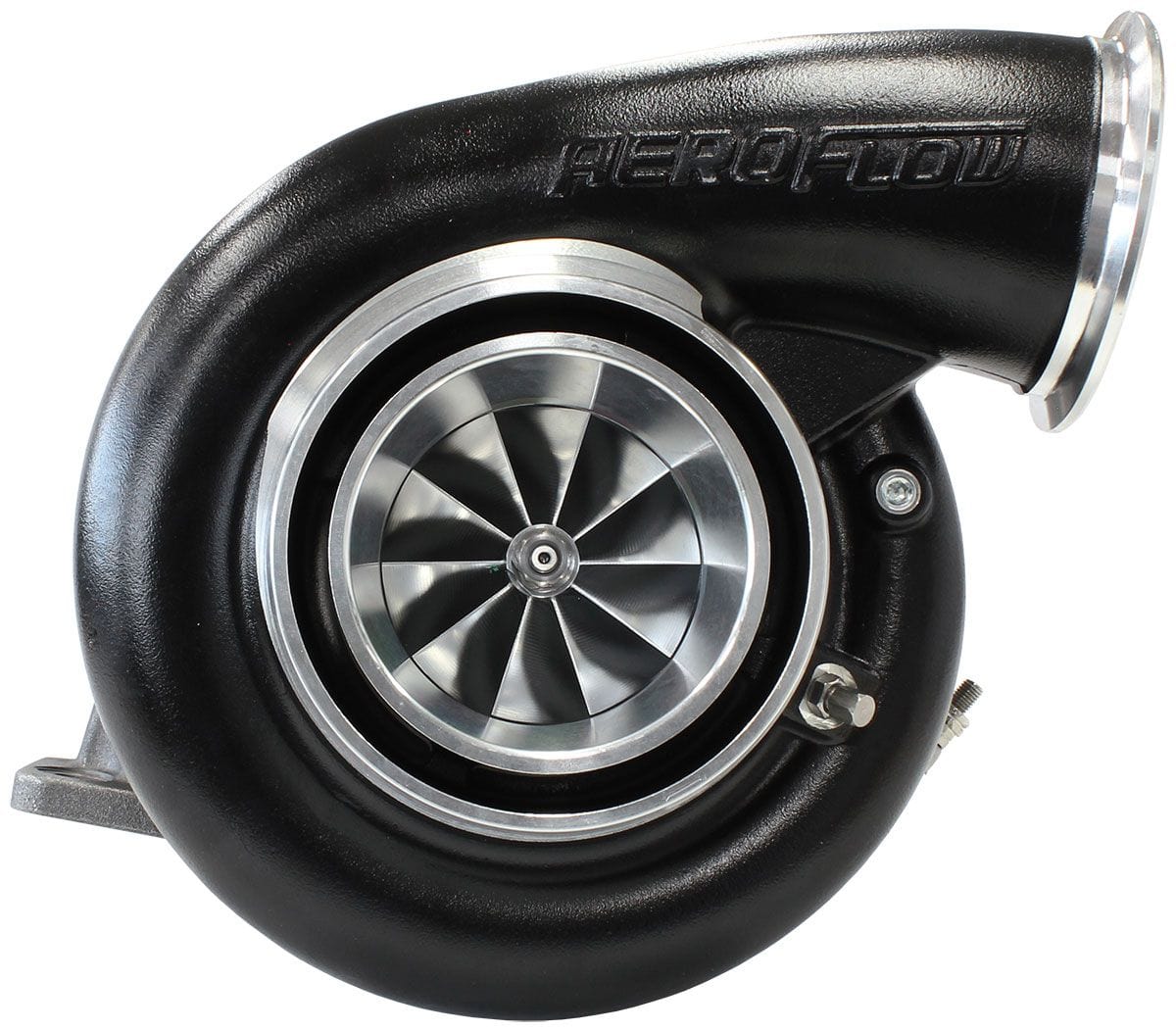 Aeroflow Performance External Wastegate, T4 Inlet Flange, V-Band Exhaust Flange Aeroflow BOOSTED 7975 T4 1.25 Turbocharger 1450HP, Hi Temp Black Finish AF8005-4043BLK SR