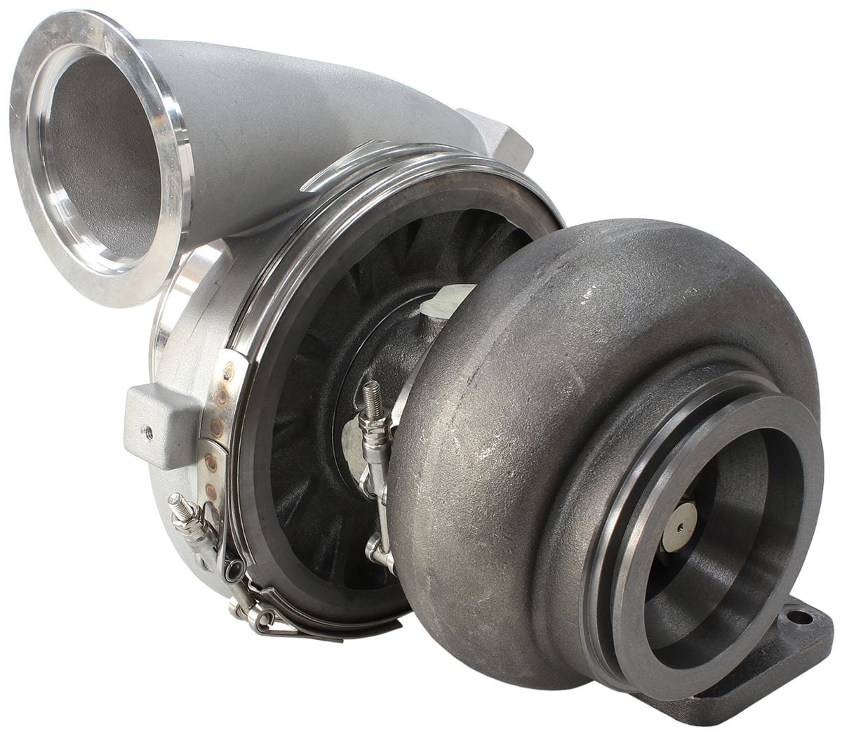 Aeroflow Performance External Wastegate, T4 Twin Entry Inlet Flange, V-Band Exhaust Flange Aeroflow BOOSTED 7675 T4 1.15 Turbocharger 1120HP, Natural Cast Finish AF8005-4005 SR