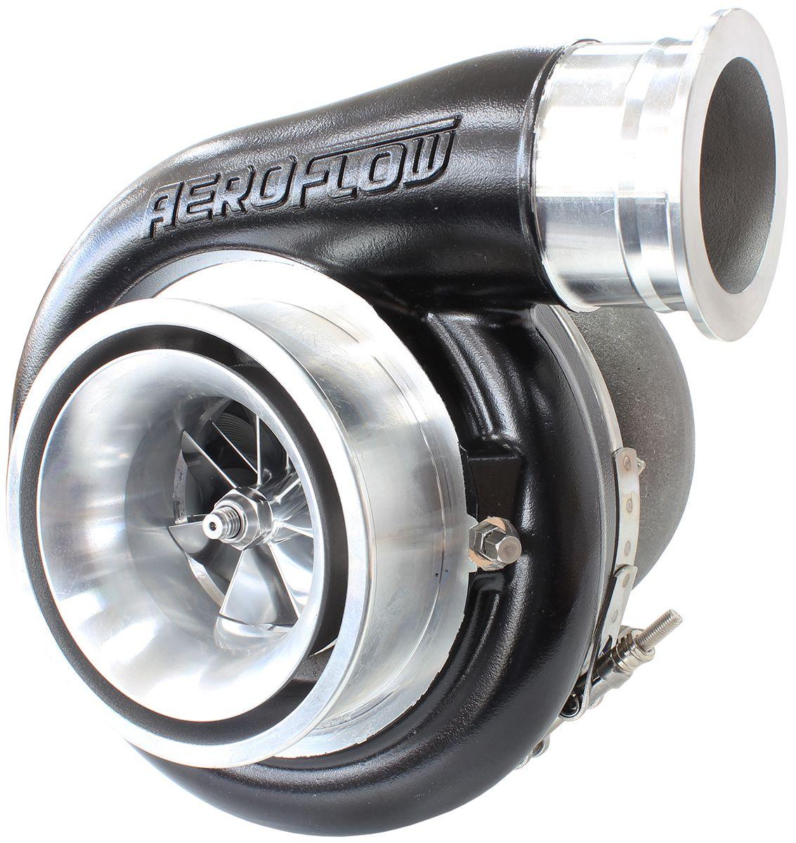 Aeroflow Performance External Wastegate, T4 Twin Entry Inlet Flange, V-Band Exhaust Flange Aeroflow BOOSTED 8075 T4 1.10 Turbocharger 1250HP, Hi Temp Black Finish AF8005-4018BLK SR