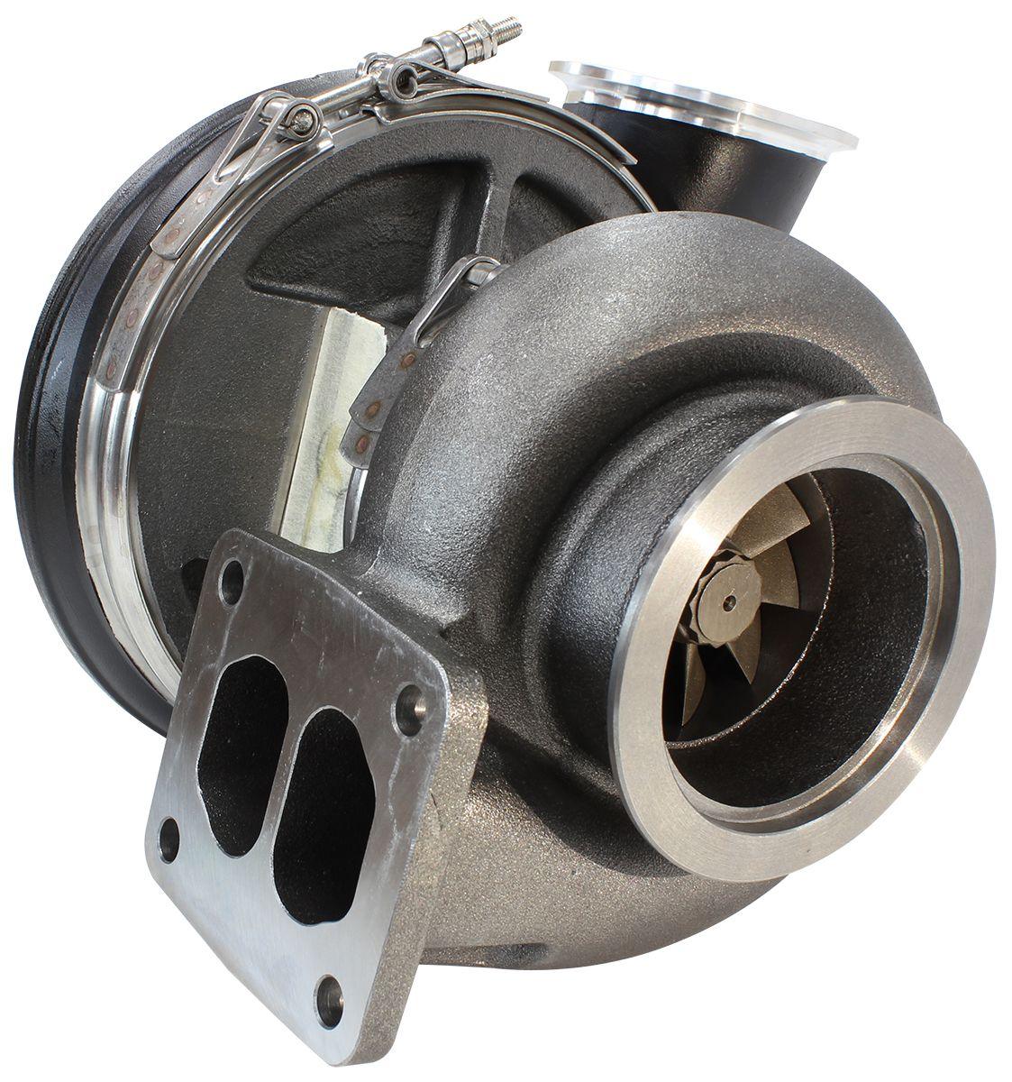 Aeroflow Performance External Wastegate, T4 Twin Entry Inlet Flange, V-Band Exhaust Flange Aeroflow BOOSTED 8075 T4 1.10 Turbocharger 1250HP, Hi Temp Black Finish AF8006-4018BLK SR