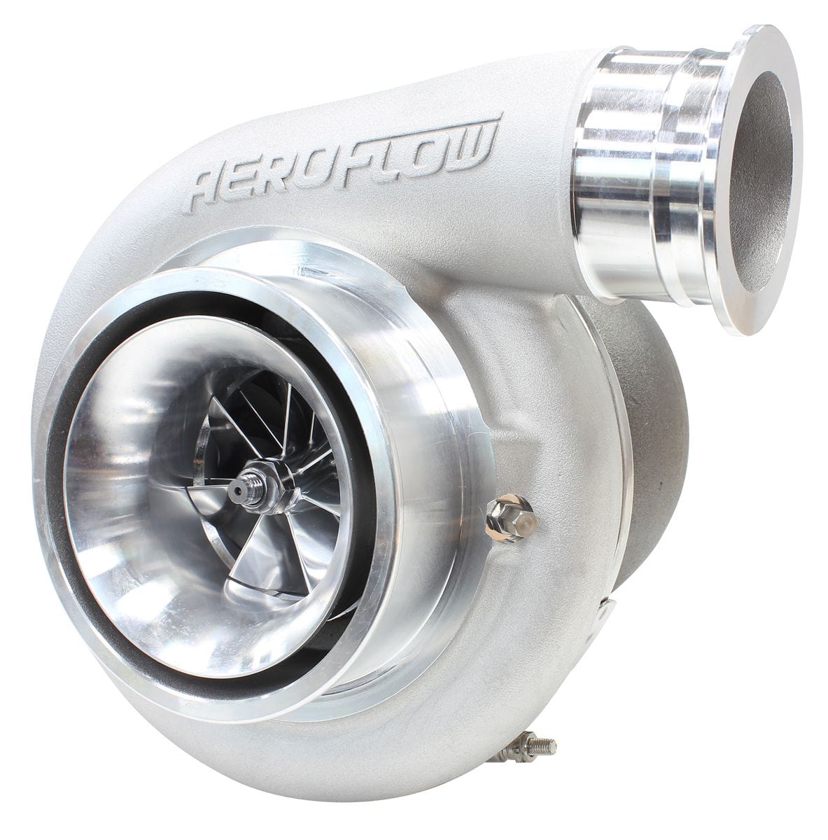Aeroflow Performance External Wastegate, T4 Twin Entry Inlet Flange, V-Band Exhaust Flange Aeroflow BOOSTED 8075 T4 1.10 Turbocharger 1250HP, Natural Cast Finish AF8005-4018 SR