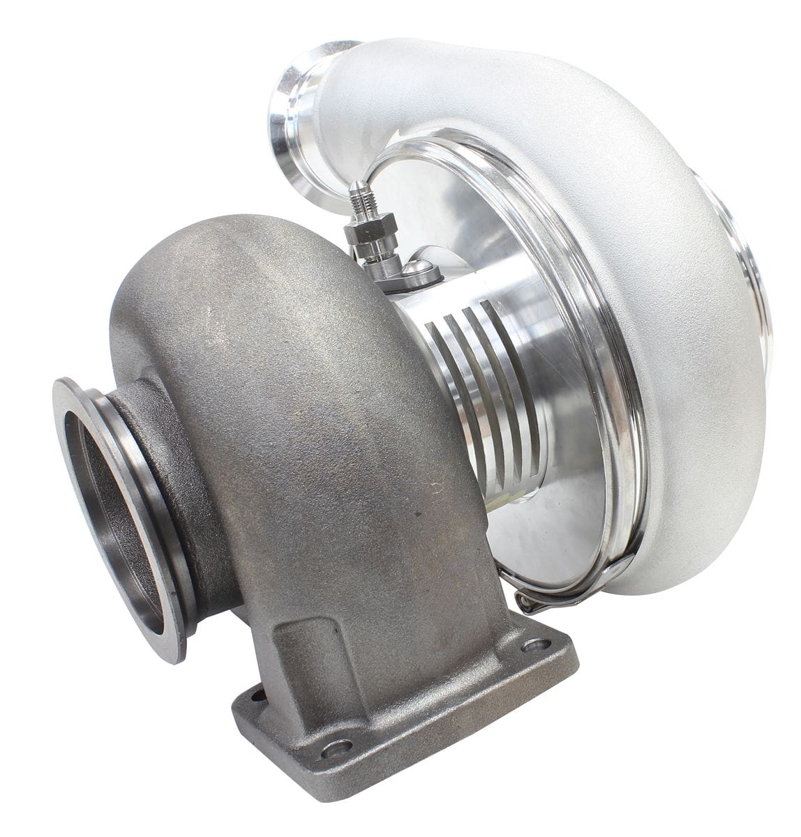 Aeroflow Performance External Wastegate, T4 Twin Entry Inlet Flange, V-Band Exhaust Flange Aeroflow BOOSTED 8075 T4 1.10 Turbocharger 1250HP, Natural Cast Finish AF8005-4018 SR