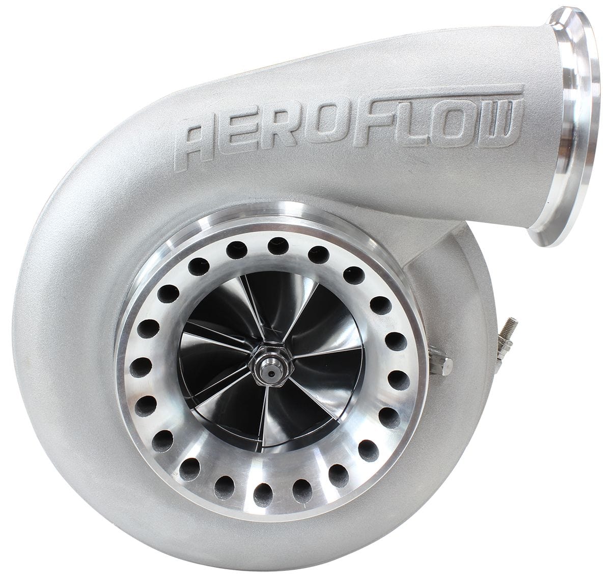 Aeroflow Performance External Wastegate, T4 Twin Entry Inlet Flange, V-Band Exhaust Flange Aeroflow BOOSTED 8075 T4 1.10 Turbocharger 1250HP, Natural Cast Finish AF8006-4018 SR