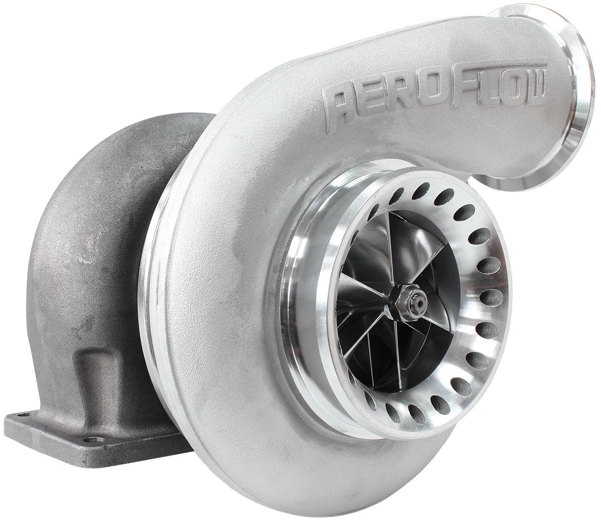 Aeroflow Performance External Wastegate, T4 Twin Entry Inlet Flange, V-Band Exhaust Flange Aeroflow BOOSTED 8888 T4 1.25 Turbocharger 1600HP, Natural Cast Finish AF8006-4001 SR