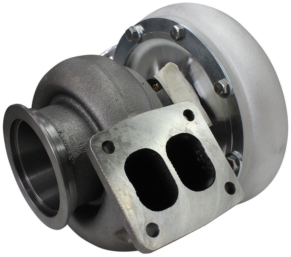 Aeroflow Performance External Wastegate, T4 Twin Entry Inlet Flange, V-Band Exhaust Flange Aeroflow BOOSTED B7875 T4 1.25 Reverse Rotation Turbocharger 1150HP, Natural Cast Finish SR