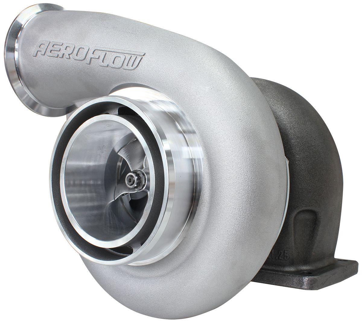 Aeroflow Performance External Wastegate, T4 Twin Entry Inlet Flange, V-Band Exhaust Flange Aeroflow BOOSTED B7875 T4 1.25 Reverse Rotation Turbocharger 1150HP, Natural Cast Finish SR