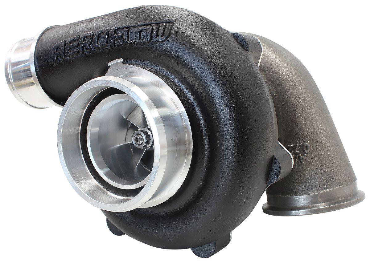 Aeroflow Performance External Wastegate, V-Band Inlet & Exhaust Flanges Aeroflow BOOSTED 4849 .72 Reverse Rotation Turbocharger 550HP, Hi Temp Black Finish AF800 SR
