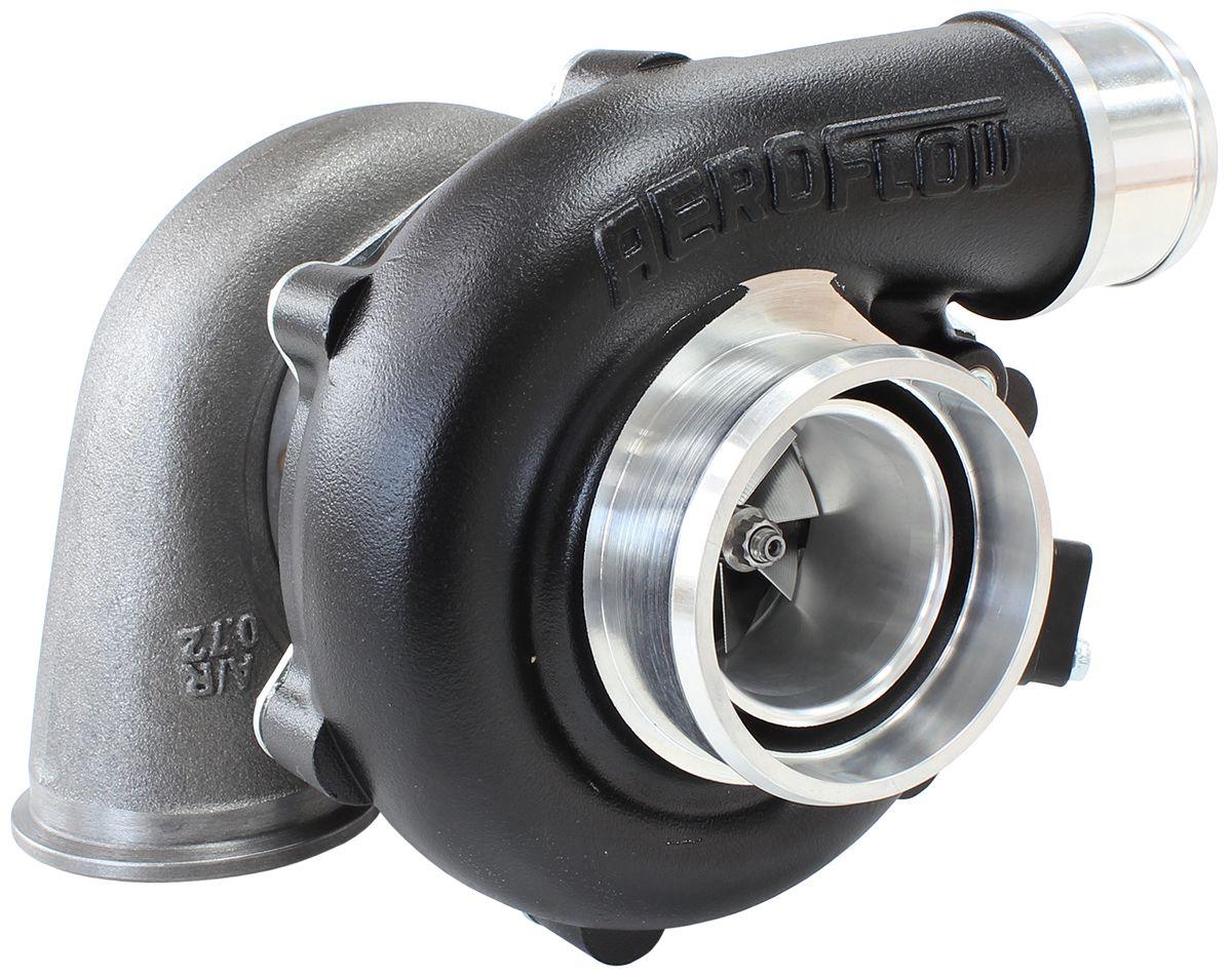 Aeroflow Performance External Wastegate, V-Band Inlet & Exhaust Flanges Aeroflow BOOSTED 4849 .72 Turbocharger 550HP, Hi Temp Black Finish AF8005-2010BLK SR