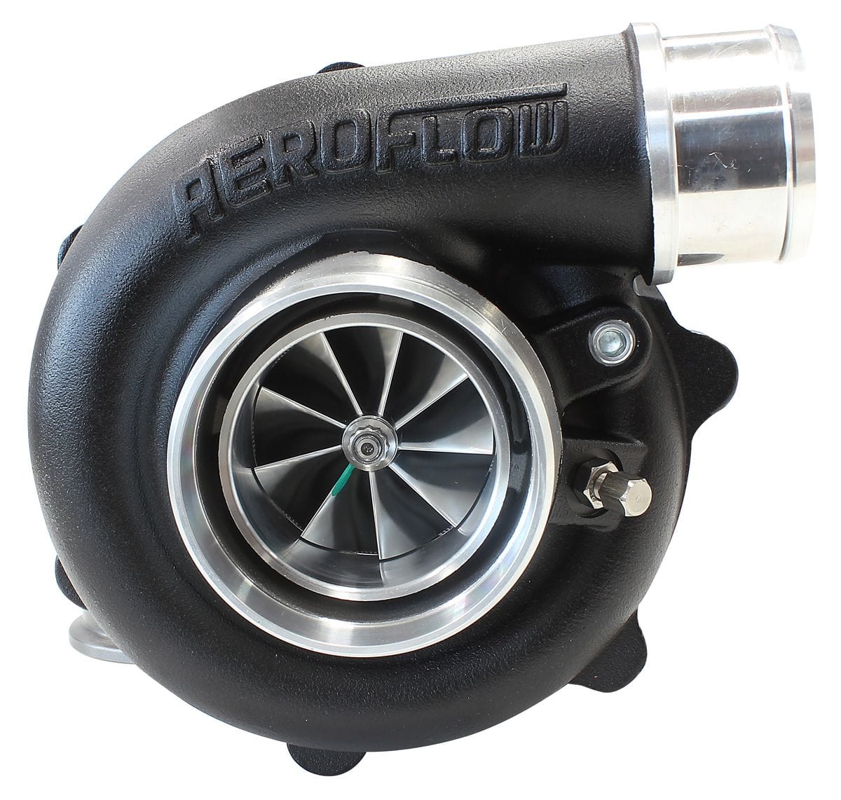 Aeroflow Performance External Wastegate, V-Band Inlet & Exhaust Flanges Aeroflow BOOSTED 5449 .72 Turbocharger 660HP, Hi Temp Black Finish AF8005-2015BLK SR