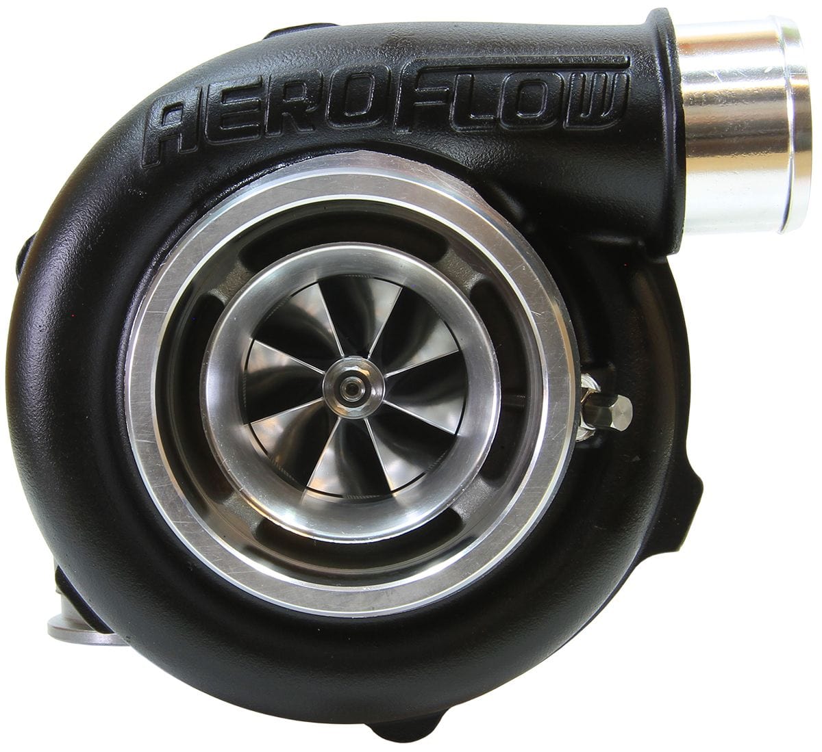 Aeroflow Performance External Wastegate, V-Band Inlet & Exhaust Flanges Aeroflow BOOSTED 5455 V-Band 1.01 Turbocharger 650HP, Hi Temp Black Finish AF8005-3032BLK SR