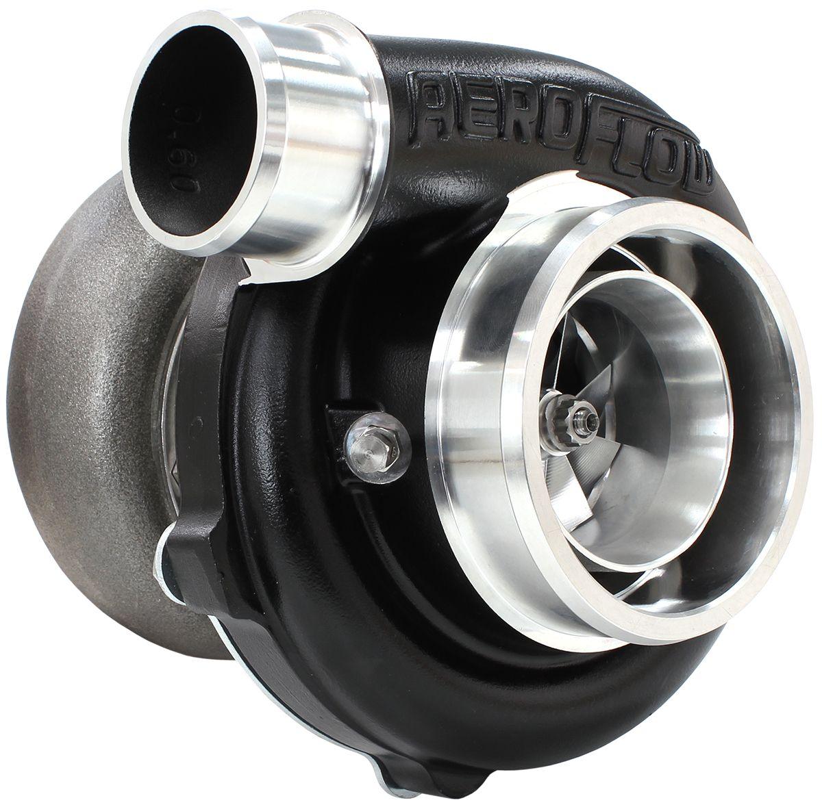 Aeroflow Performance External Wastegate, V-Band Inlet & Exhaust Flanges Aeroflow BOOSTED 5855 1.01 Reverse Rotation Turbocharger 750HP, Hi Temp Black Finish AF80 SR