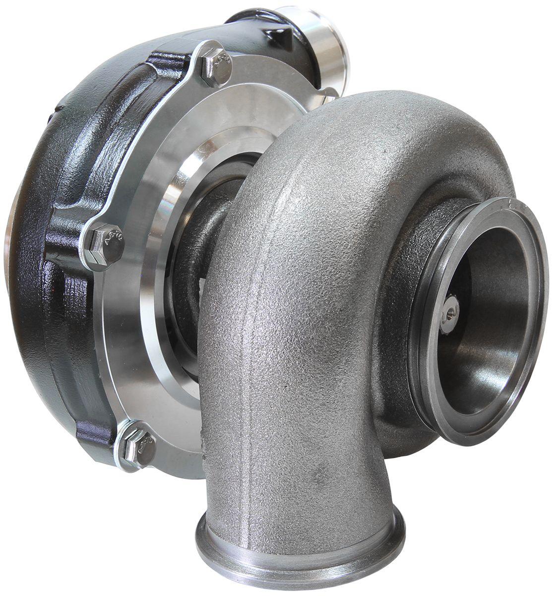 Aeroflow Performance External Wastegate, V-Band Inlet & Exhaust Flanges Aeroflow BOOSTED 5855 .83 Reverse Rotation Turbocharger 750HP, Hi Temp Black Finish AF800 SR