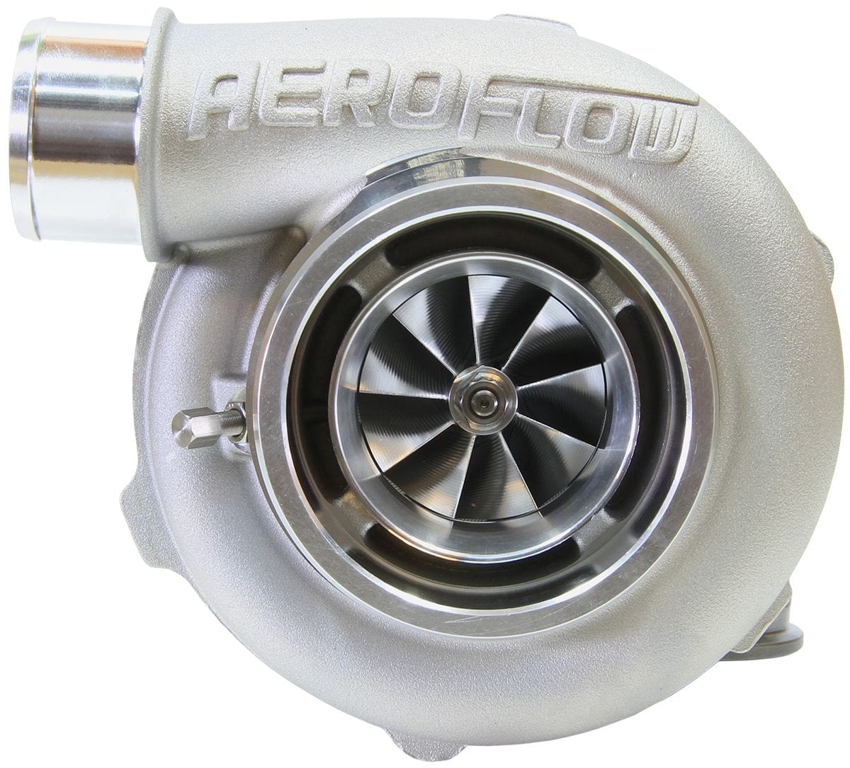Aeroflow Performance External Wastegate, V-Band Inlet & Exhaust Flanges Aeroflow BOOSTED 5855 .83 Reverse Rotation Turbocharger 750HP, Natural Cast Finish AF8005 SR