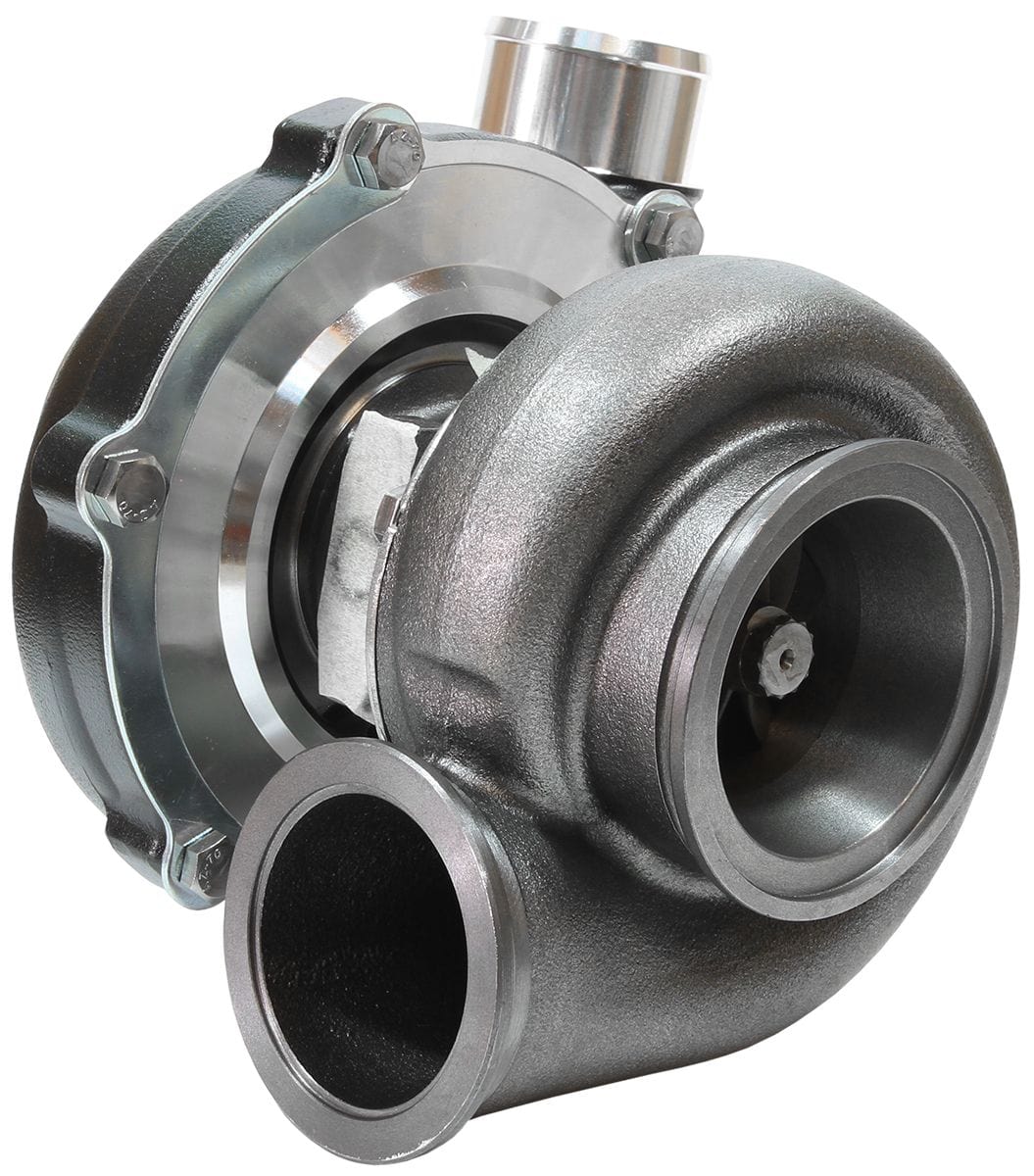 Aeroflow Performance External Wastegate, V-Band Inlet & Exhaust Flanges Aeroflow BOOSTED 5855 V-Band .83 Turbocharger 750HP, Hi Temp Black Finish AF8005-3033BLK SR