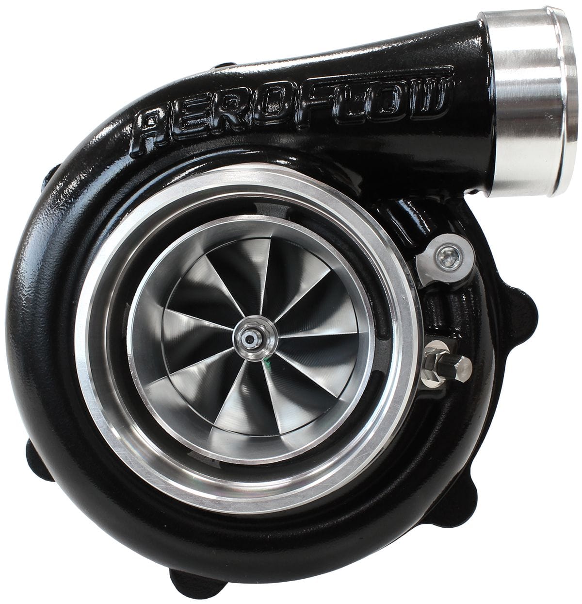 Aeroflow Performance External Wastegate, V-Band Inlet & Exhaust Flanges Aeroflow BOOSTED 6862 .83 Turbocharger 1050HP, Hi Temp Black Finish AF8005-3072BLK SR