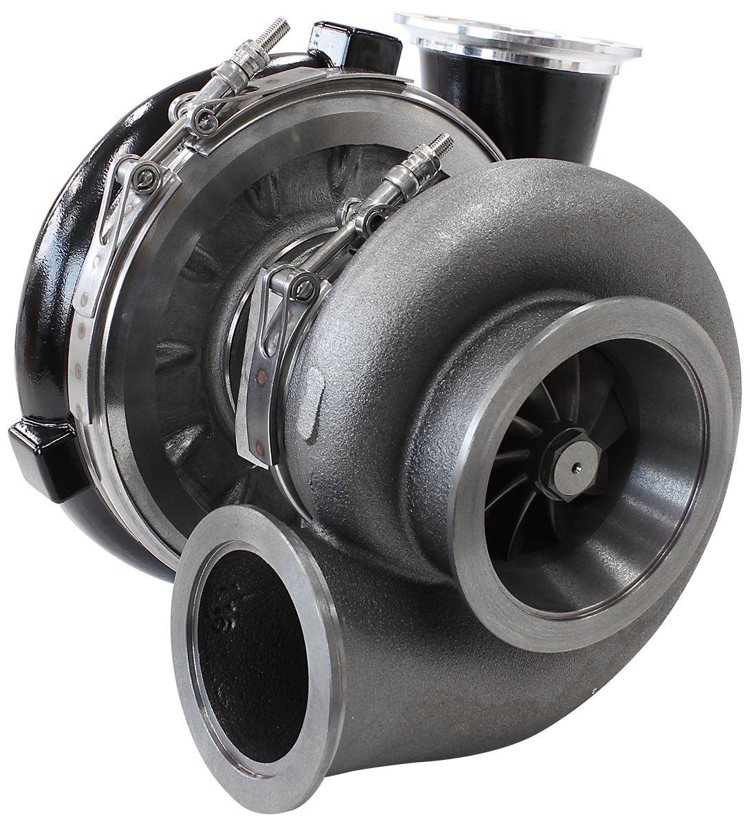 Aeroflow Performance External Wastegate, V-Band Inlet & Exhaust Flanges Aeroflow BOOSTED 7075 V-Band 1.16 Turbocharger 950HP, Hi Temp Black Finish AF8005-4014BLK SR