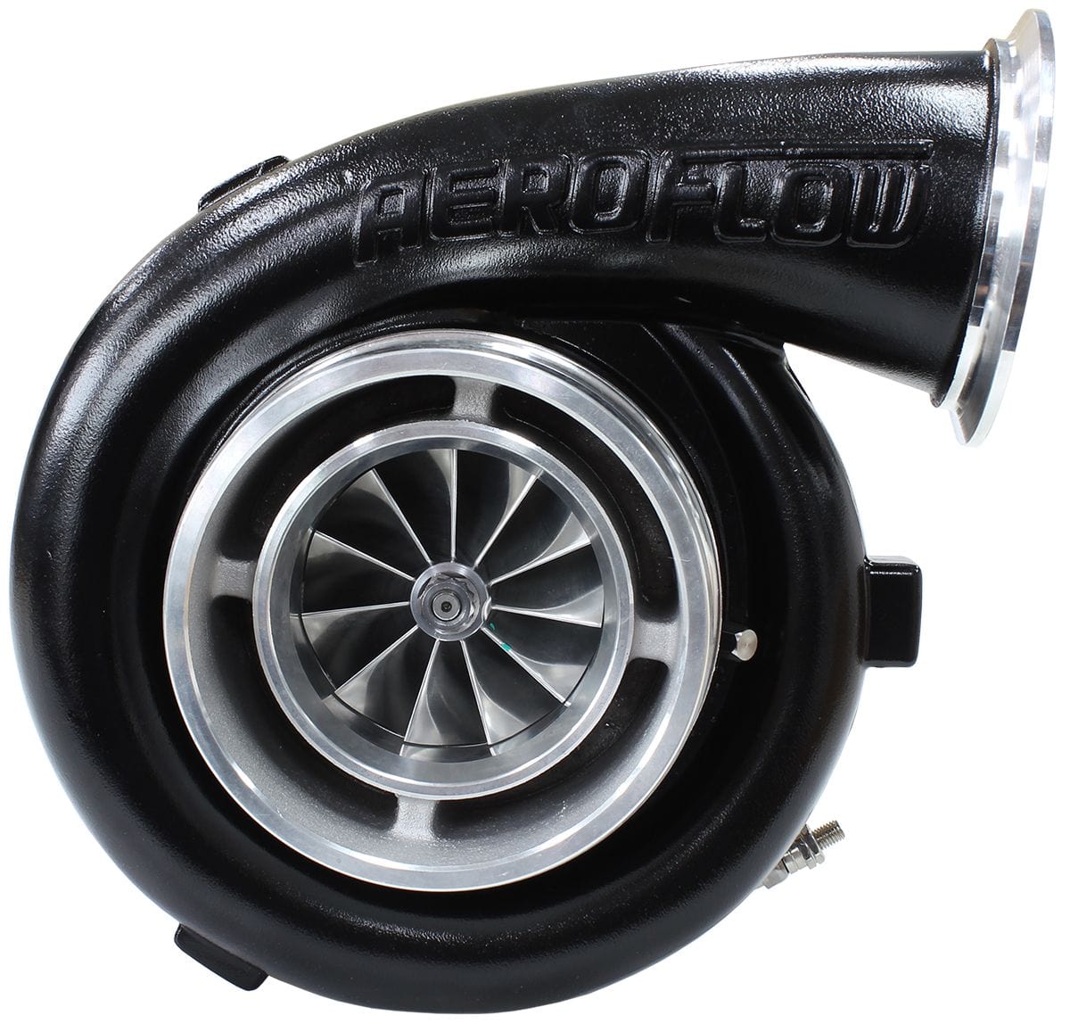 Aeroflow Performance External Wastegate, V-Band Inlet & Exhaust Flanges Aeroflow BOOSTED 7675 V-Band 1.16 Turbocharger 1120HP, Hi Temp Black Finish AF8005-4013BL SR