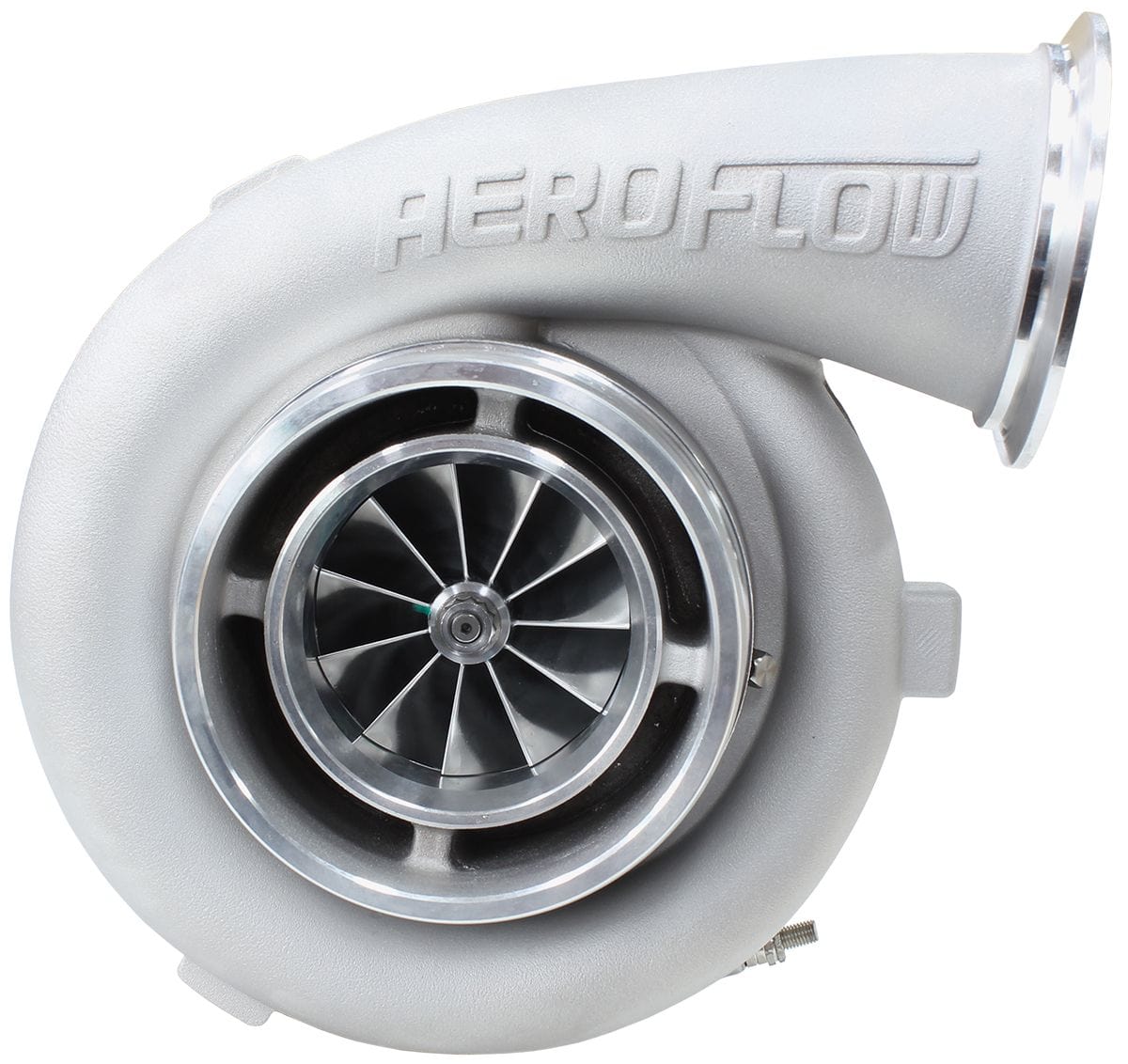 Aeroflow Performance External Wastegate, V-Band Inlet & Exhaust Flanges Aeroflow BOOSTED 7675 V-Band 1.16 Turbocharger 1120HP, Natural Cast Finish AF8005-4013 SR
