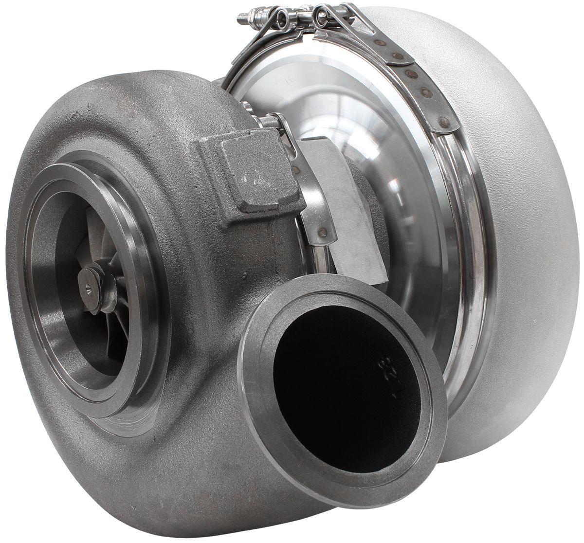 Aeroflow Performance External Wastegate, V-Band Inlet & Exhaust Flanges Aeroflow BOOSTED 7975 1.01 Reverse Rotation Turbocharger 1450HP, Natural Cast Finish AF80 SR