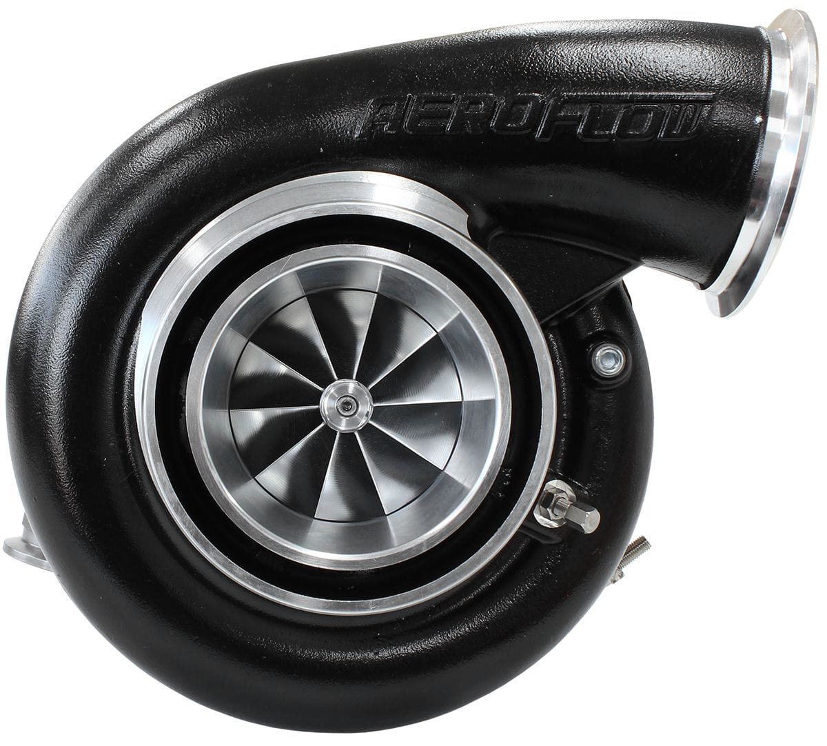 Aeroflow Performance External Wastegate, V-Band Inlet & Exhaust Flanges Aeroflow BOOSTED 7975 V-Band 1.15 Turbocharger 1450HP, Hi Temp Black Finish AF8005-4011BL SR