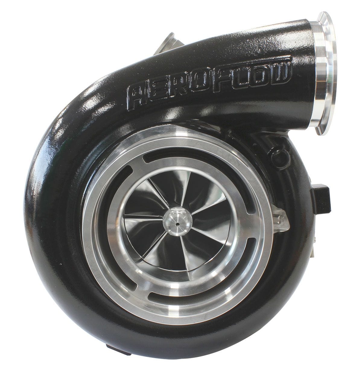 Aeroflow Performance External Wastegate, V-Band Inlet & Exhaust Flanges Aeroflow BOOSTED 94102 V-Band 1.22 Turbocharger 2500HP, Hi Temp Black Finish AF8006-6020B SR