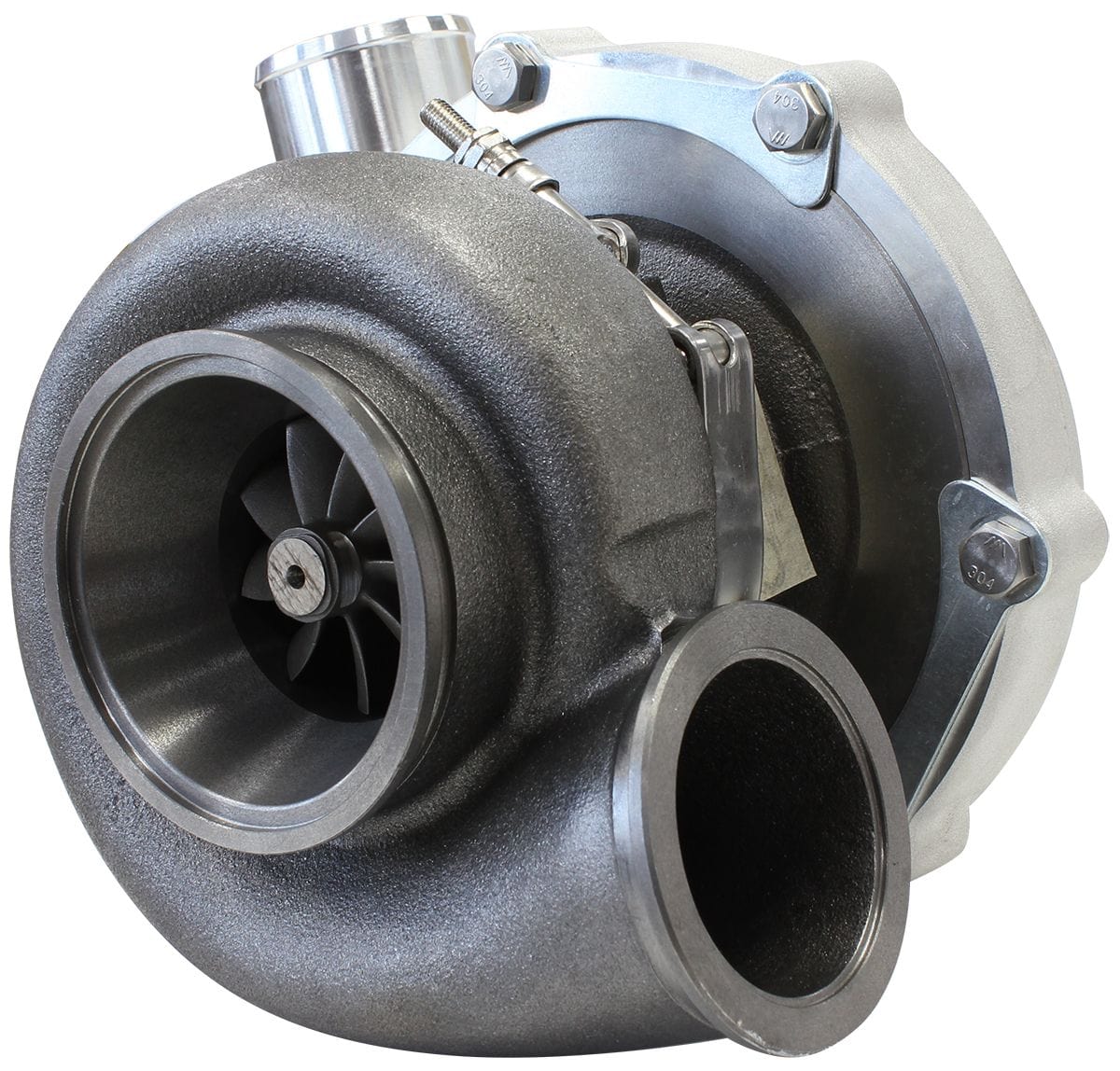 Aeroflow Performance External Wastegate, V-Band Inlet & Exhaust Flanges Aeroflow BOOSTED B5855 1.01 Reverse Rotation Turbocharger 770HP, Natural Cast Finish AF80 SR