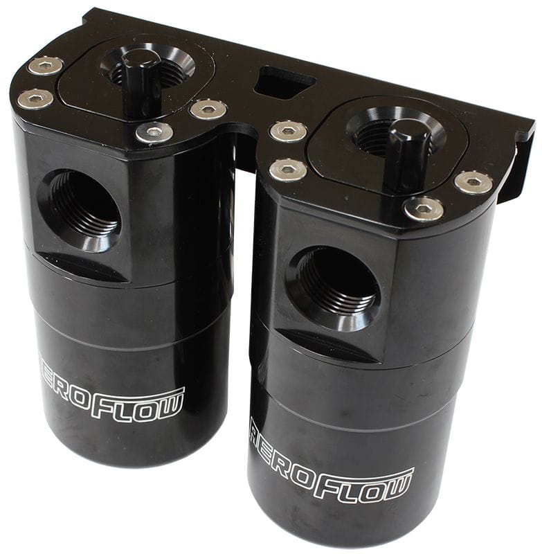 Aeroflow Performance Fabricated Tanks Black Aeroflow Billet Universal Dual Air / Oil Separator - AF64-4364 SR