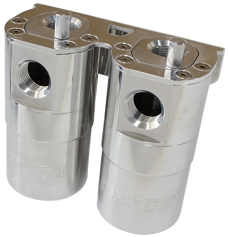 Aeroflow Performance Fabricated Tanks Polished Aeroflow Billet Universal Dual Air / Oil Separator - AF64-4364 SR