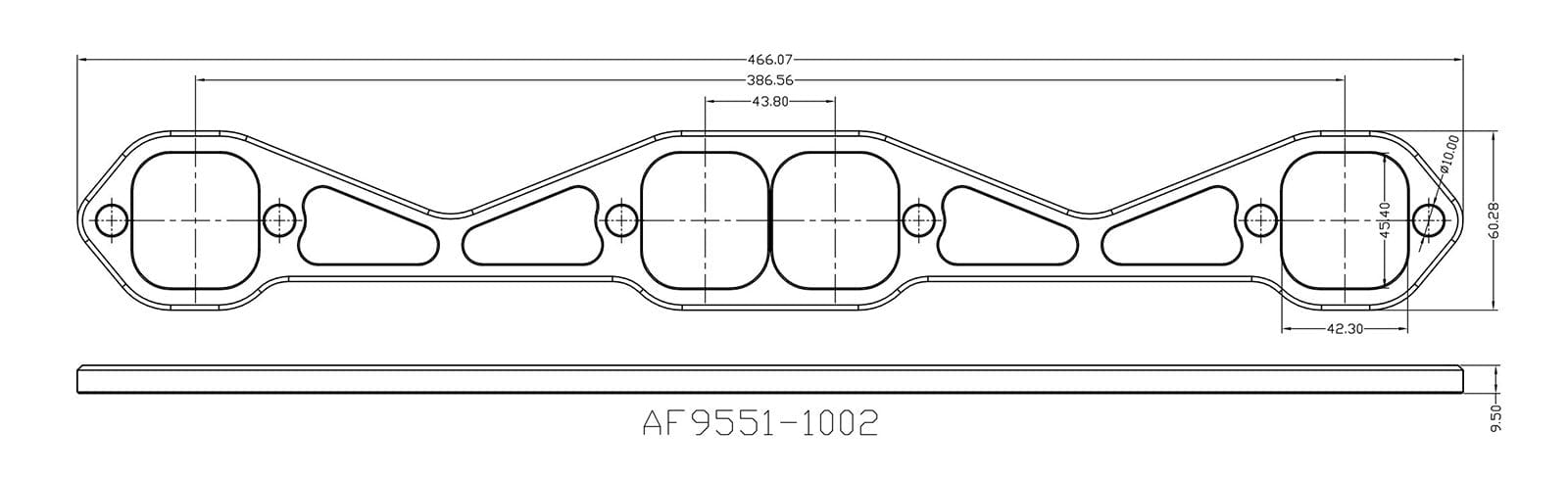 Aeroflow Performance Fabrication AF9551-1002 Header Flange Suit SB Chev, Square Port 1-7/8" x SR