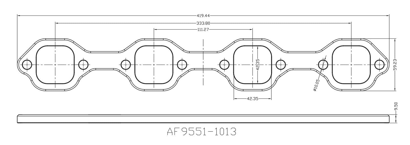 Aeroflow Performance Fabrication AF9551-1013 Header Flange Suit SB Ford 289-351 Windsor, Square Port 1-7/8" (Edelbrock Victor SR