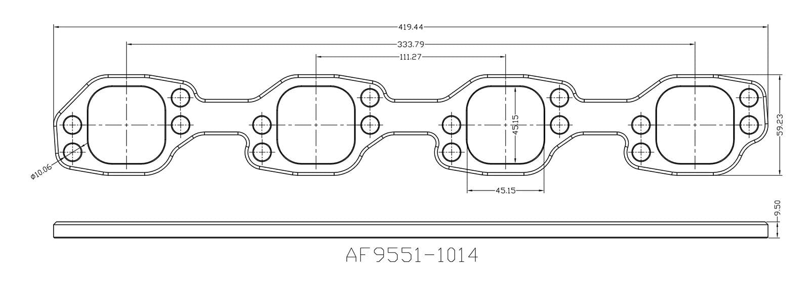 Aeroflow Performance Fabrication AF9551-1014 Header Flange Suit SB Ford 289-351 Windsor Square Port 1-3/4"Edelbrock Victor JR SR