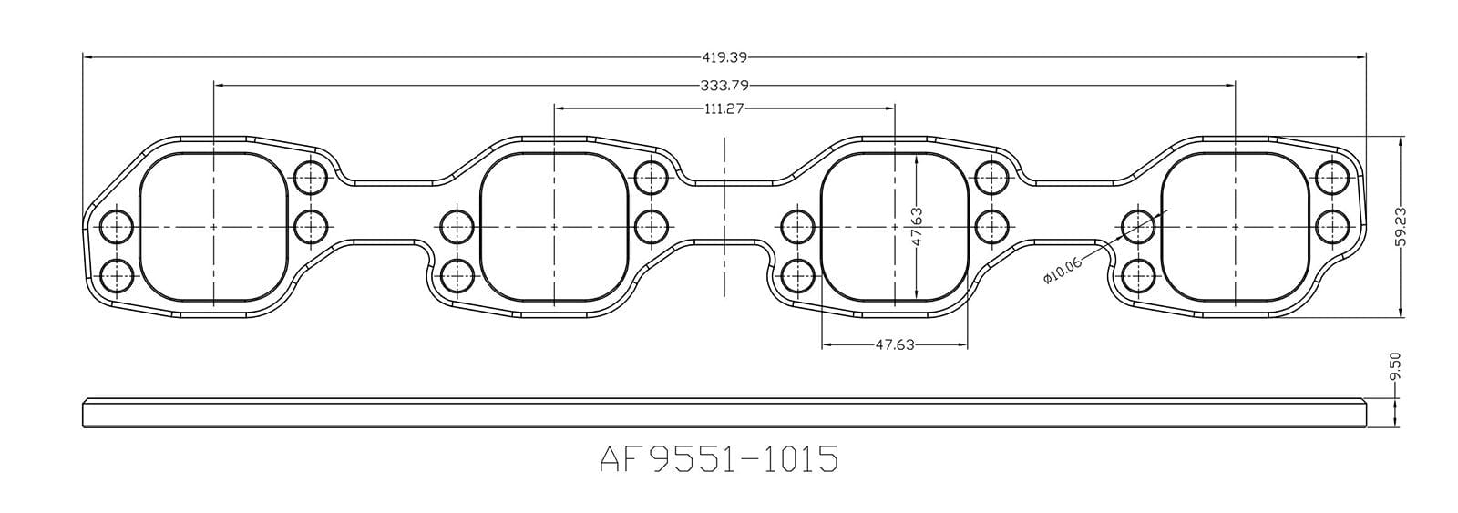 Aeroflow Performance Fabrication AF9551-1015 Header Flange Suit SB Ford 289-351 Windsor, Square Port 2" (Edelbrock Victor JR SR