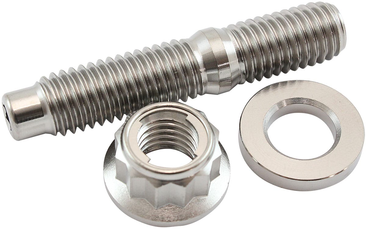 Aeroflow Performance Fabrication & Fasteners Aeroflow M10 x 1.50mm Titanium Stud, 12 Point Locking Nut and Washer Kit AF55-2014 SR