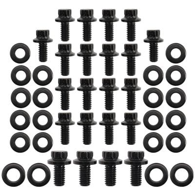 Aeroflow Performance Fabrication & Fasteners Aeroflow Small Block Ford Windsor & Ford Cleveland Oil Pan Bolt Kit - Black Finish AF37-2360 SR