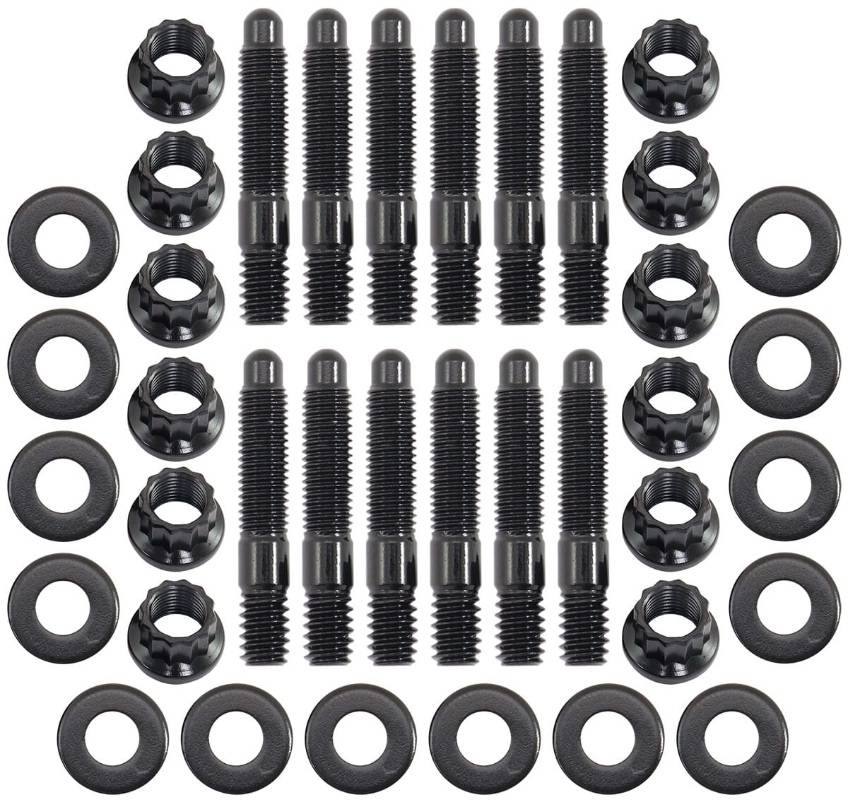 Aeroflow Performance Fabrication & Fasteners Aeroflow Universal Valve Cover Stud Kit 1/4-20" OAL 1.50", Pack of 12 - BlackFinish AF37-1501 SR
