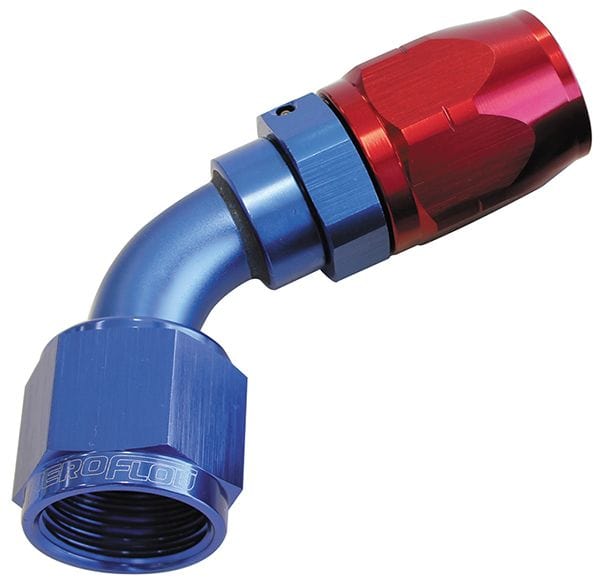 Aeroflow Performance Fittings 10 / Red/Blue 500 Series Cutter Swivel 60° Hose End. Suits 100 & 450 Series Hose SR