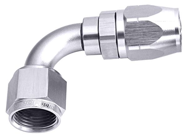 Aeroflow Performance Fittings 16 / Silver 500 Series Cutter Swivel 90° Hose End. Suits 100 & 450 Series Hose SR