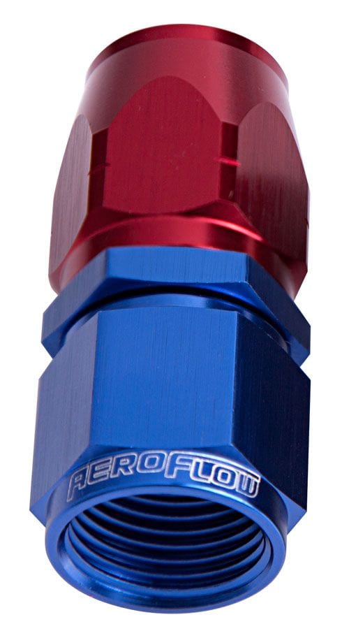 Aeroflow Performance Fittings 4 / Red/Blue 500 / 550 Series Cutter Style Full Flow Swivel Straight Hose End SR