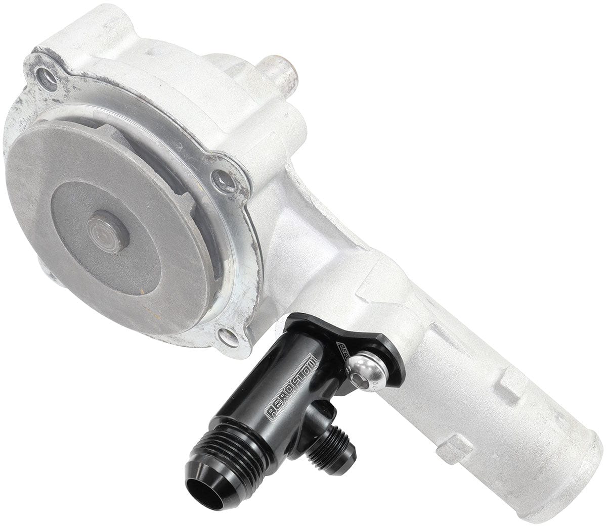 Aeroflow Performance FORD BARRA WATER PUMP TEE PRES (AF64-4045BLK) SR
