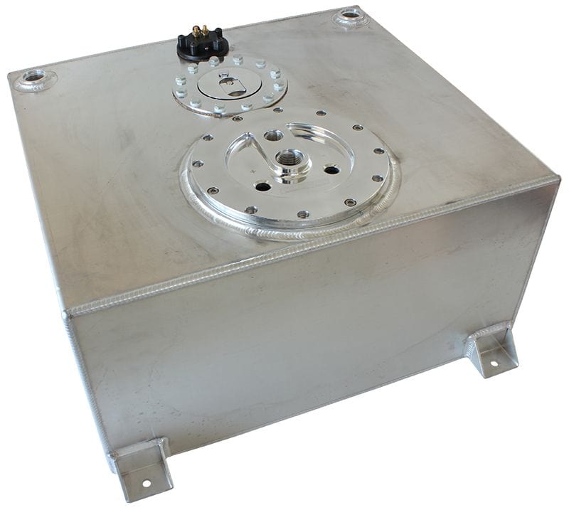 Aeroflow Performance Fuel Cells Polished Aeroflow Aluminium 15 Gallon (57L) Fuel Cell Flat Bottom Triple 60mm Pump Hanger SR