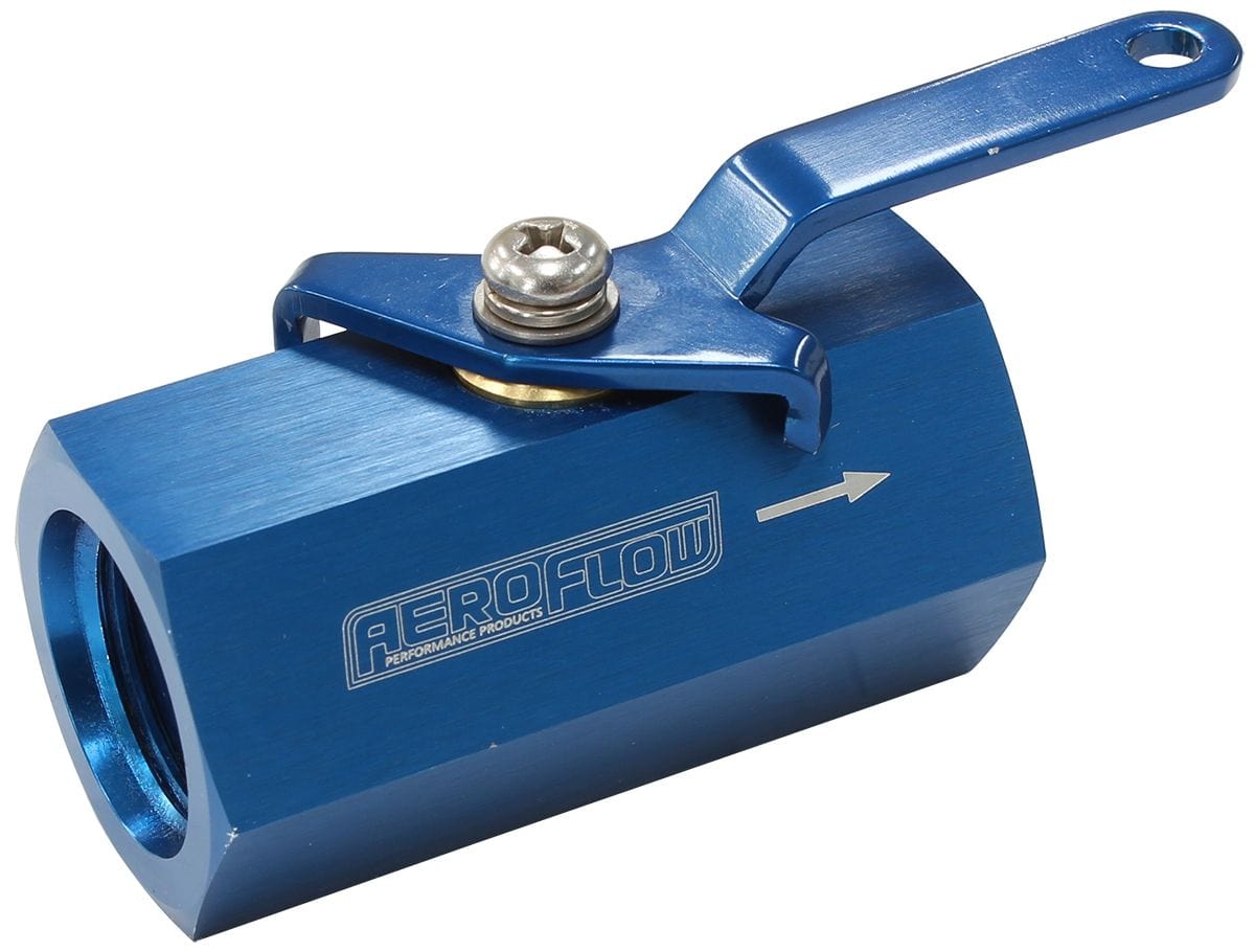 Aeroflow Performance Fuel System 10 / Red/Blue Female Shut Off Valve- AF1001 SR